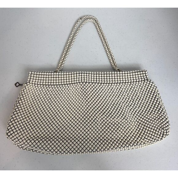 Vintage Antique Whiting & Davis Co. Alumesh Bags Ivory Metal Mesh Handbag Purse - Picture 1 of 12